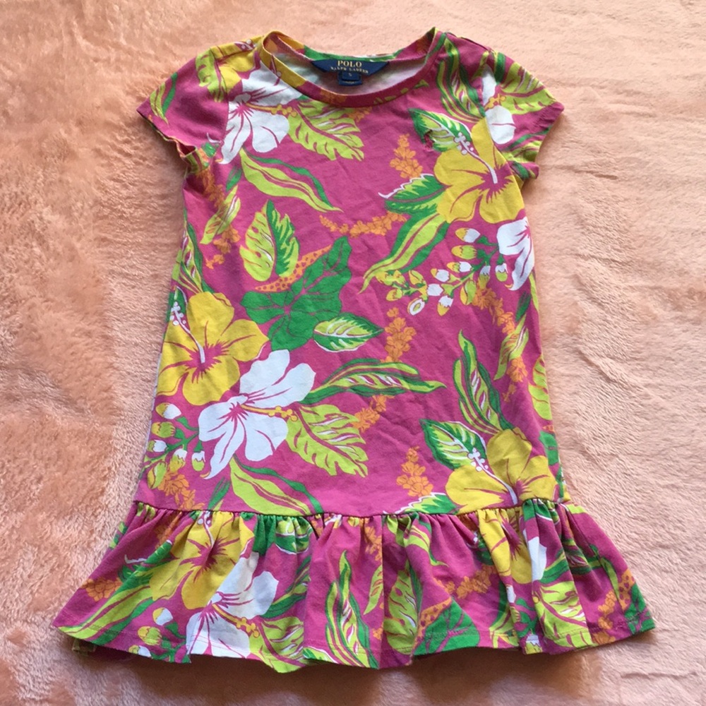 Polo tropical print little girls dress sz5